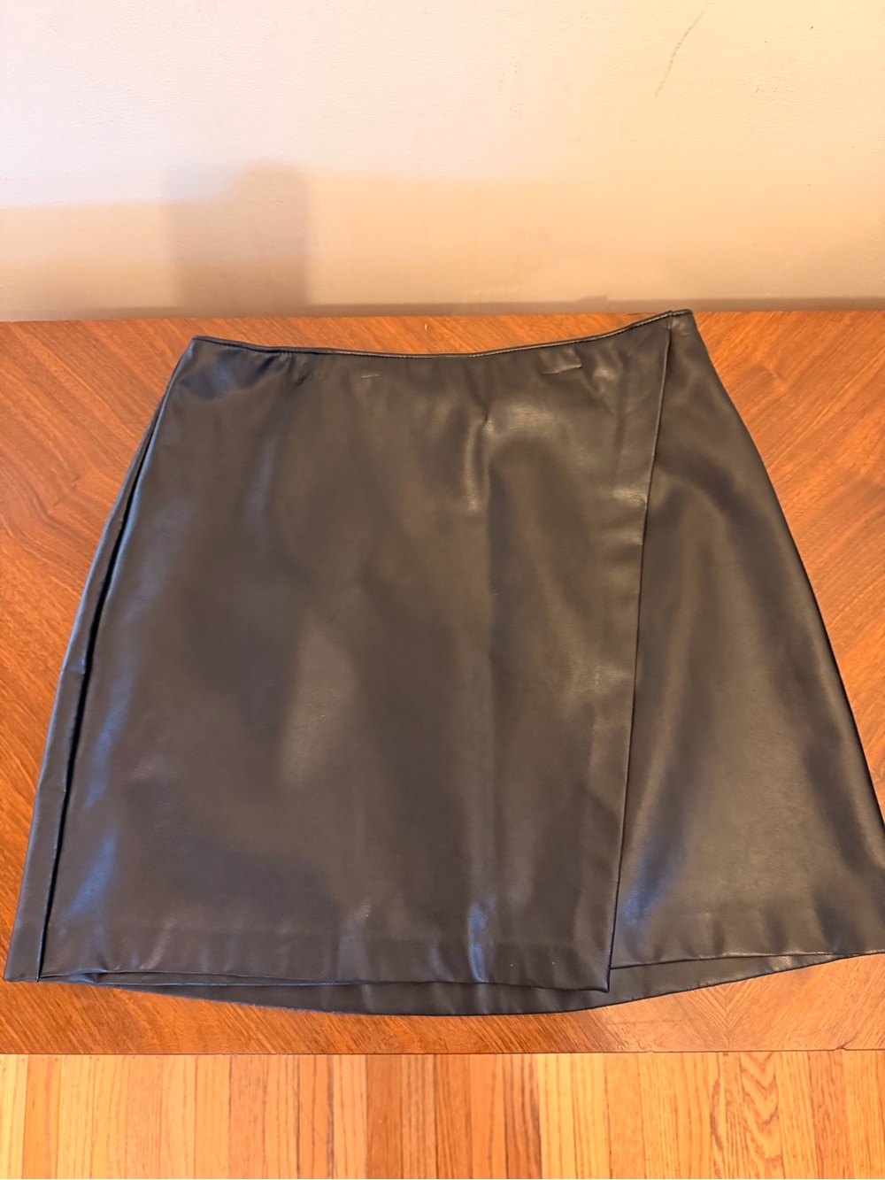 Black Faux Leather Mini Skort